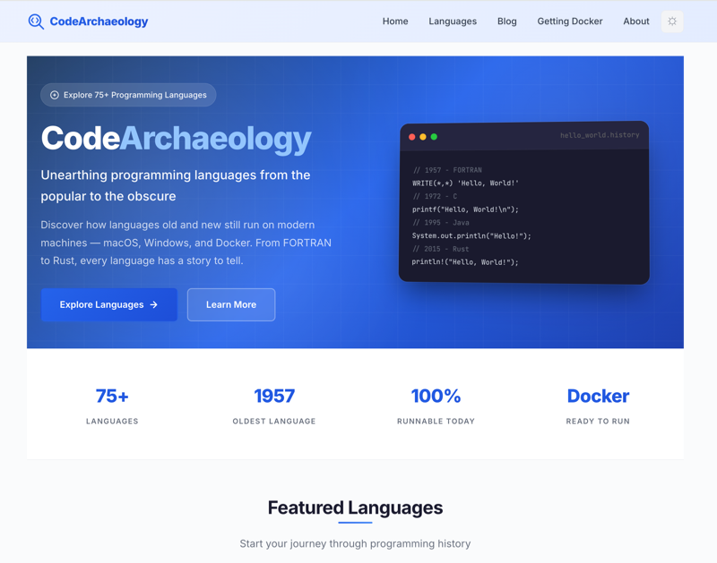CodeArchaeology programming languages explorer