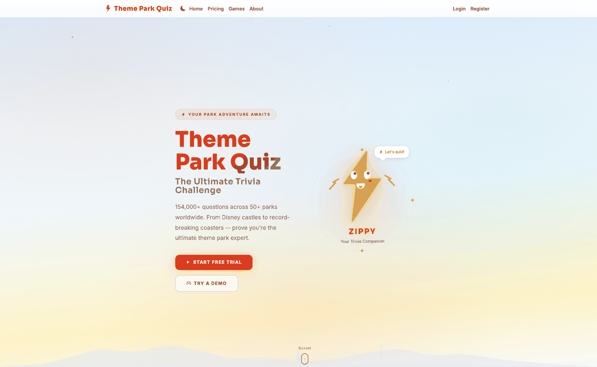 ThemeParkQuiz.com theme park trivia platform